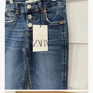 Stylish Blue Button Fly Flare Jeans for Girl's 8-9 Years